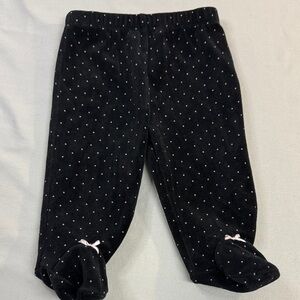 Velour 3M Black Polka Dot Baby Footed Pants